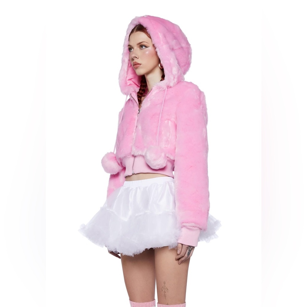 Sugar Thrillz CANDY BLOSSOM FAUX FUR JACKET- PINK XL - Picture 9 of 9